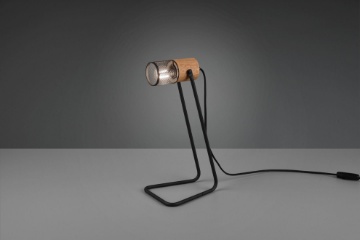 Immagine di Lampada Da Tavolo Tosh Nero 1xE14 Legno con Reticolato Metallo H40 cm Trio Lighting