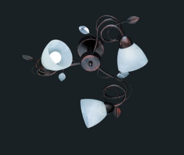 Immagine di Plafoniera Rustica Ruggine 3 Coppe Vetro Alabastro Traditio Trio Lighting