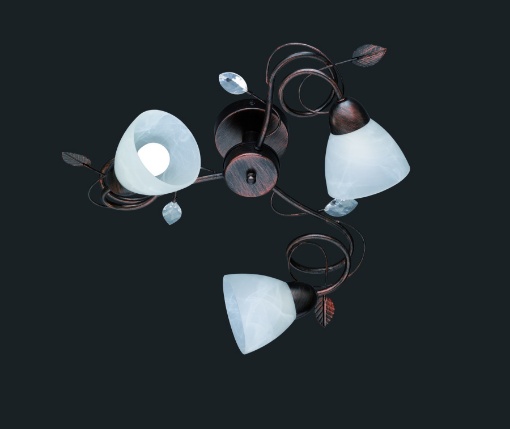 Immagine di Plafoniera Rustica Ruggine 3 Coppe Vetro Alabastro Traditio Trio Lighting