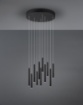Immagine di Sospensione Nera Tubular 11 Cilindri Led Switch Dimmer Ø40 cm Trio Lighting