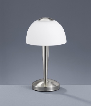 Immagine di Lampada Da Tavolo Ventura Led Touch Nichel Paralume Vetro Bianco Trio Lighting