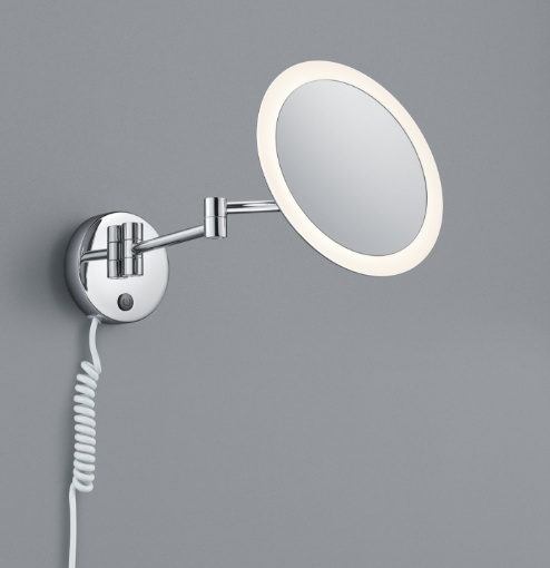 Immagine di Applique Led Da Bagno Orientabile Con Specchio Rotondo View Trio Lighting