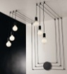 Immagine di Plafoniera Cavi Regolabili Con Decentramento 6 Luci Nera Habitat Fan Europe