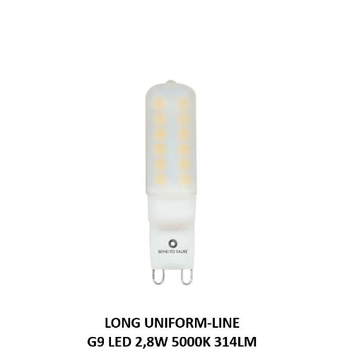 Lampadina G9 Long Uniform-Line Led 2,8w 5000k 360° Beneito Faure