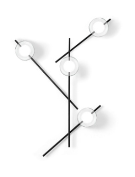 Immagine di Applique Plafoniera Aste Regolabili Sfere Trasparenti Mikado 4xG9 Miloox