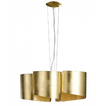 Immagine di Sospensione 5 Luci Vetro Curvo Foglia Oro Imagine S5 Fan Europe
