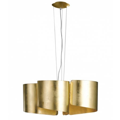 Immagine di Sospensione 5 Luci Vetro Curvo Foglia Oro Imagine S5 Fan Europe