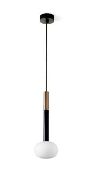 Immagine di Sospensione Moderna Tubolare 29 cm Sfera Luminosa Decoro Rame Mose Miloox