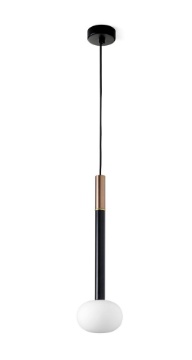 Immagine di Sospensione da Comodino Decorativa Sfera Bianca Tubo 37,5 cm Inserto Rame Mose Miloox
