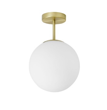 Immagine di Plafoniera Soffitto Jugen Ottone Design Sfera Vetro Bianco 1xE27 Miloox