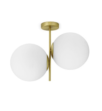 Immagine di Plafoniera Jugen Ottone 2xE27 Sfera Vetro H39 cm Miloox