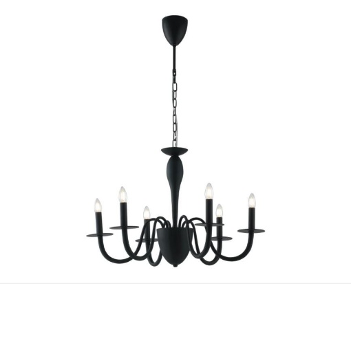 Immagine di Lampadario Con Bracci Nero 6 Luci Armstrong Fan Europe