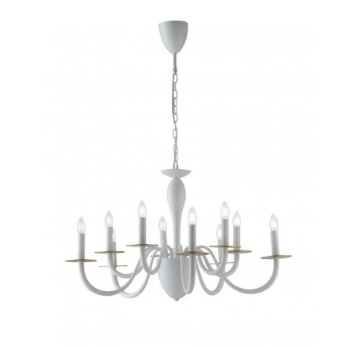 Immagine di Lampadario Soggiorno 10 Luci In Metallo Bianco Oro Armstrong Fan Europe