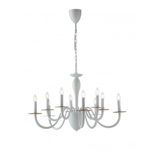 Immagine di Lampadario Soggiorno 10 Luci In Metallo Bianco Oro Armstrong Fan Europe