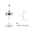 Immagine di Lampadario Soggiorno 10 Luci In Metallo Bianco Oro Armstrong Fan Europe