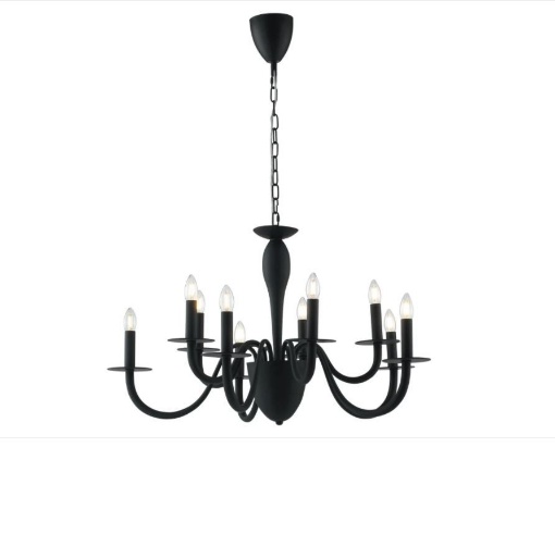 Immagine di Lampadario Con Bracci Metallo Bianco Oro 10 Luci Armstrong Fan Europe