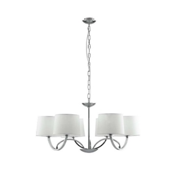 Immagine di Lampadario Salotto 6 Luci Cromo Con Paralumi Bianchi Astoria Fan Europe