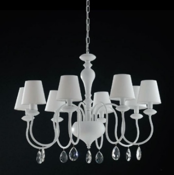 Immagine di Lampadario In Metallo Bianco Con Cristalli K9 Arthur 8 Luci Fan Europe
