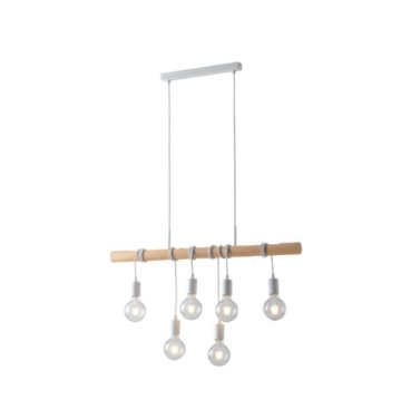Immagine di Lampadario Legno Per Tavolo Stile Nordico 6 Pendenti Arizona