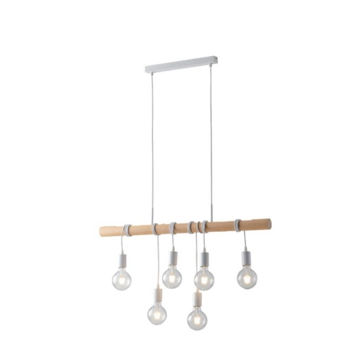 Immagine di Lampadario Legno Per Tavolo Stile Nordico 6 Pendenti Arizona