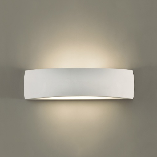 Immagine di Applique in Gesso Verniciabile Curva Alba 30 cm Biemissione 1xE14 ACB