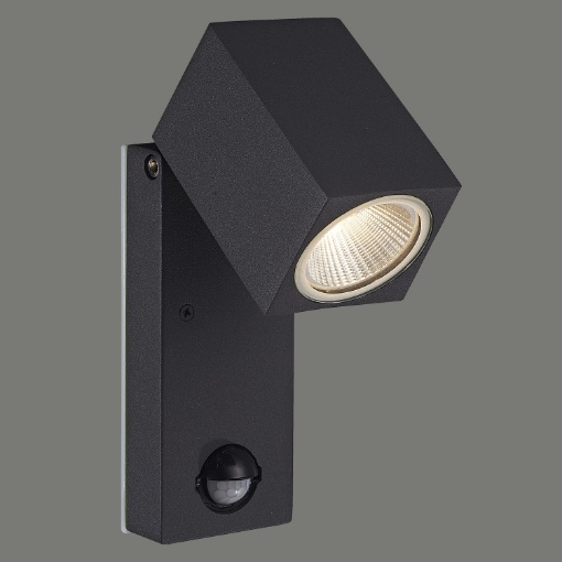 Immagine di Applique Orientabile Grigio Per Esterni IP54 Led 3000K con Sensore Movimento Cala ACB