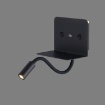 Immagine di Applique Nera Con Mensola per Camera da Letto Spot Led 3000k Usb Calma ACB