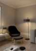 Immagine di Piantana Nera Soggiorno 150 cm Clip Paralume Rotondo Cotone ACB