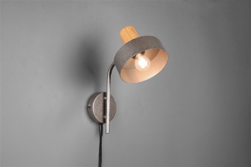 Immagine di Applique Gaya Attacco E14 Nichel Antico con Inserti Legno H32 cm Trio Lighting
