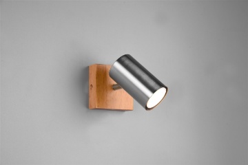 Immagine di Faretto Orientabile GU10 Base Legno e Metallo Nichel Marley Trio