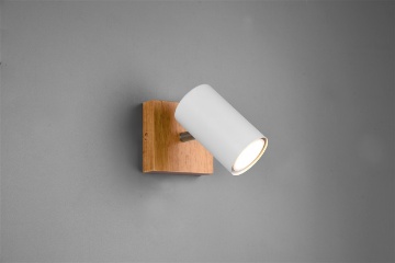 Immagine di Applique Marley Base Legno Con Faretto Orientabile Bianco Trio