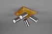 Immagine di Lampada Soffitto Marley Base Legno Con Spot Cilindri Nichel Orientabili Trio