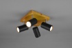 Immagine di Faretto Marley Piastra Quadrata Legno 4 Spot GU10 Neri Orientabili 22x22 cm Trio Lighting