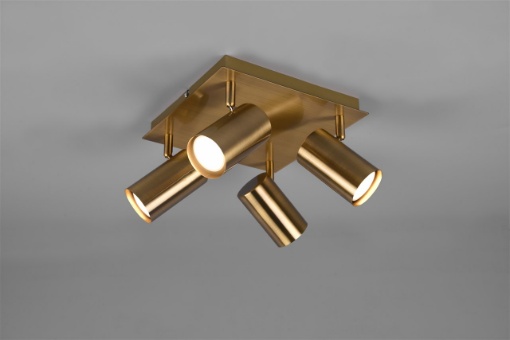 Immagine di Plafoniera Quadrata Ottone Anticato Con Faretti Orientabili GU10 Marley Trio