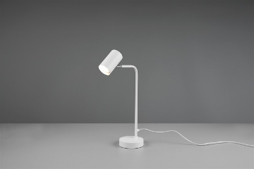 Immagine di Lampada Da Tavolo Sottile Marley Luce Orientabile Cilindro Bianco Trio Lighting