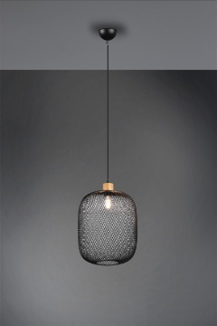 Immagine di Sospensione Calimero Paralume Stondato Rete Metallica Nera Ø33 cm Trio Lighting