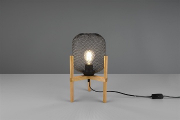 Immagine di Lumetto Calimero 1xE27 Treppiedi Legno Paralume Rete Metallica Trio Lighting