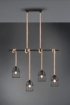 Immagine di Sospensione Wodan Asta Nera 4 Corde Regolabili con Gabbie Metalliche Nere Trio Lighting
