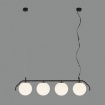 Immagine di Lampadario Lineare Nero 4 Sfere Vetro Bianco Maui ACB