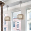 Immagine di Sospensione Mirta Paralume Listelli Color Pietra 1xE27 Ø38 cm ACB