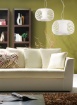 Immagine di Lampadario Bombato Bianco Listelli Tessuto Mirta 45 cm ACB