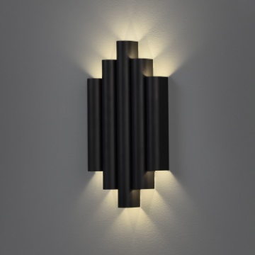 Immagine di Applique Design Cannettato Robin Nero Retroilluminazione Led 21w 3000k ACB