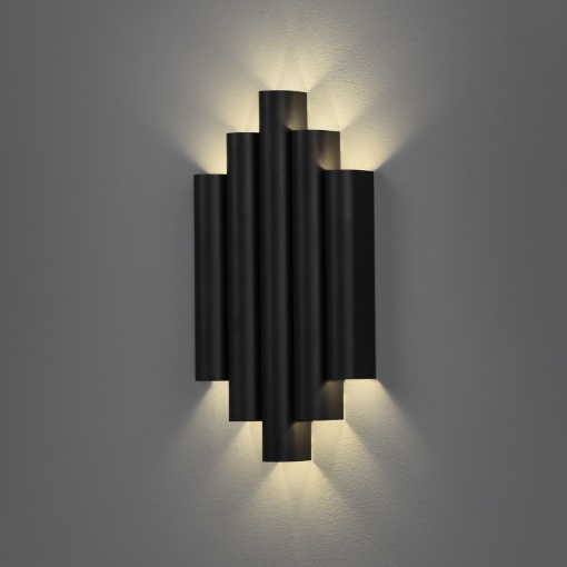 Immagine di Applique Design Cannettato Robin Nero Retroilluminazione Led 21w 3000k ACB