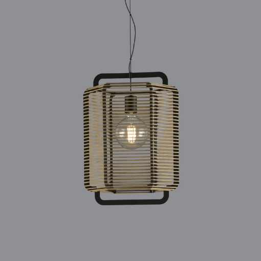 Immagine di Sospensione Vintage Paralume Corda Rete Sabbia 1xE27 cm ACB