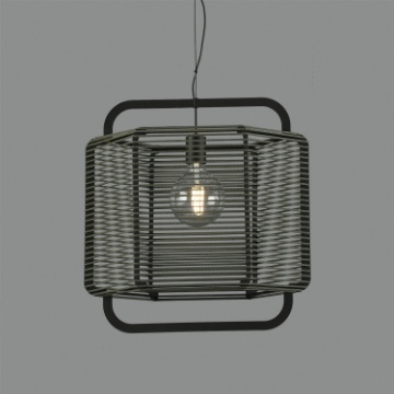 Immagine di Sospensione Vintage Paralume Squadrato Corda Rete Verde L50 cm ACB