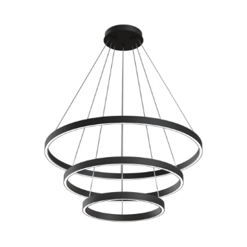 Immagine di Grande Sospensione Moderna Rim Nero 3 Anelli Led 4000k Maytoni