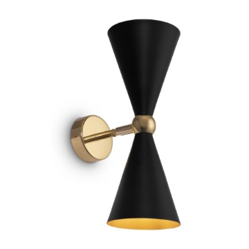 Immagine di Applique Vesper Doppio Cono Nero e Oro Luce Sopra Sotto Maytoni