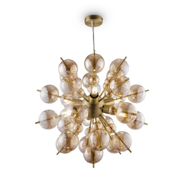 Immagine di Lampadario Moderno Bolla Sfere Vetro Soffiato Ambra Maytoni