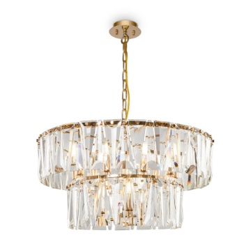 Immagine di Lampadario Classico 12 Luci Lastre Vetro Puntes Oro Maytoni