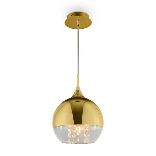 Immagine di Piccola Sospensione Fermi Oro Sfera Vetro Cristalli Decorativi Maytoni